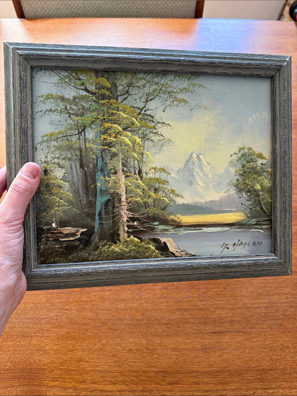 Oil on canvas framed painting signed by Haston county frame
